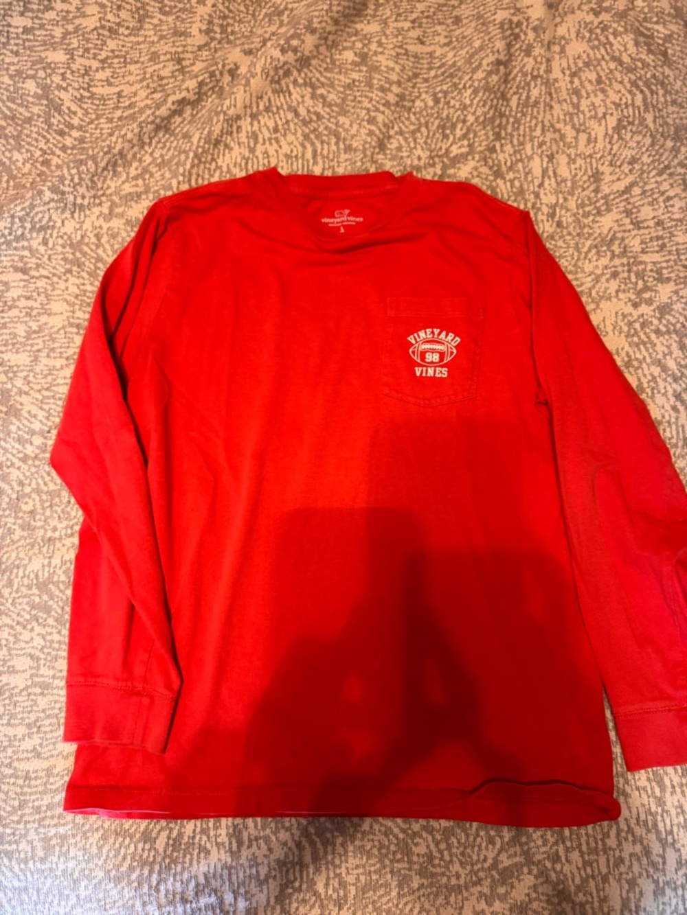 Vineyard Vines Bright Red Long Sleeve Pocket Tee